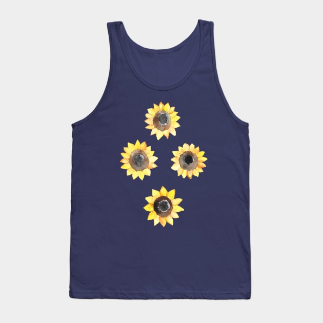 Cheerful Watercolor Sunflowers Tank Top by tangerinetane